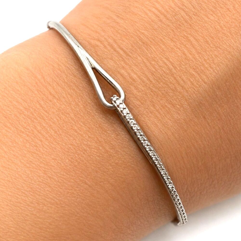Sterling Silver 925 Diamond Bolo Bracelet